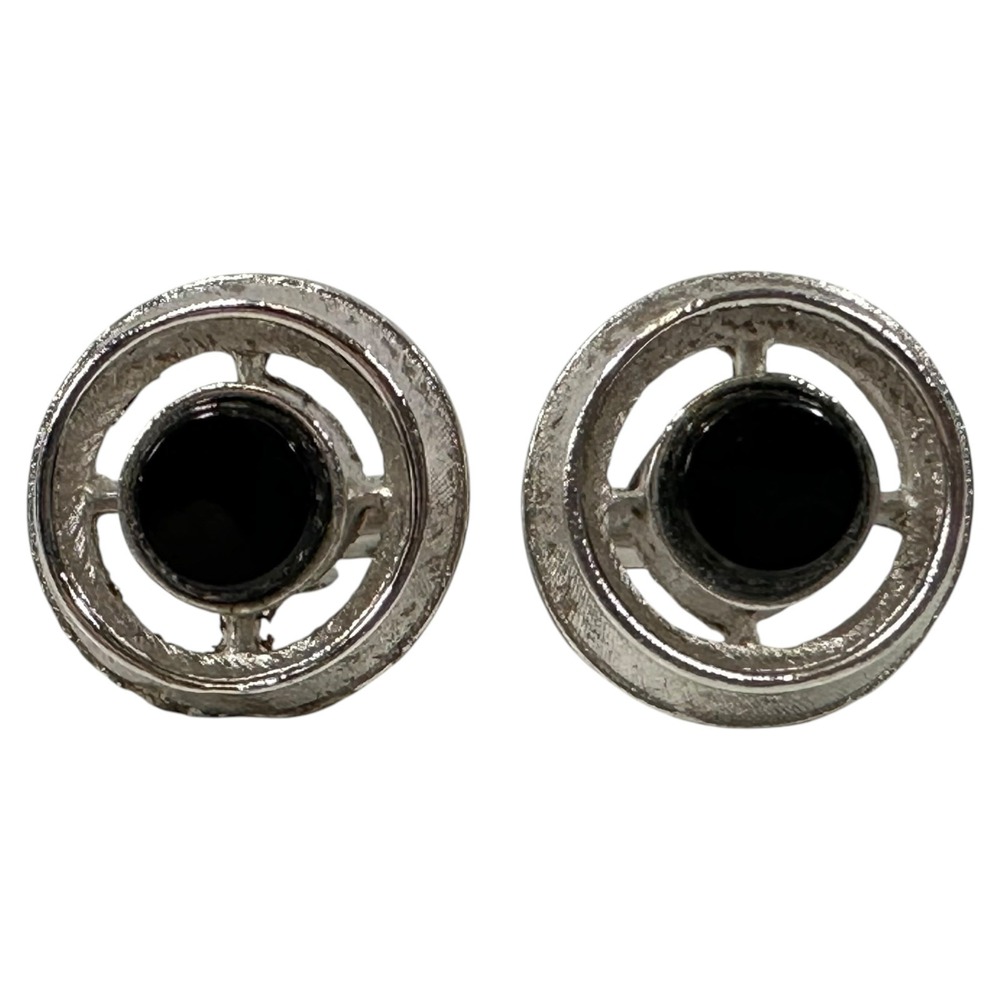 Black Silver Tone Cufflinks Classic Men's Suits Accessory Formal Wear